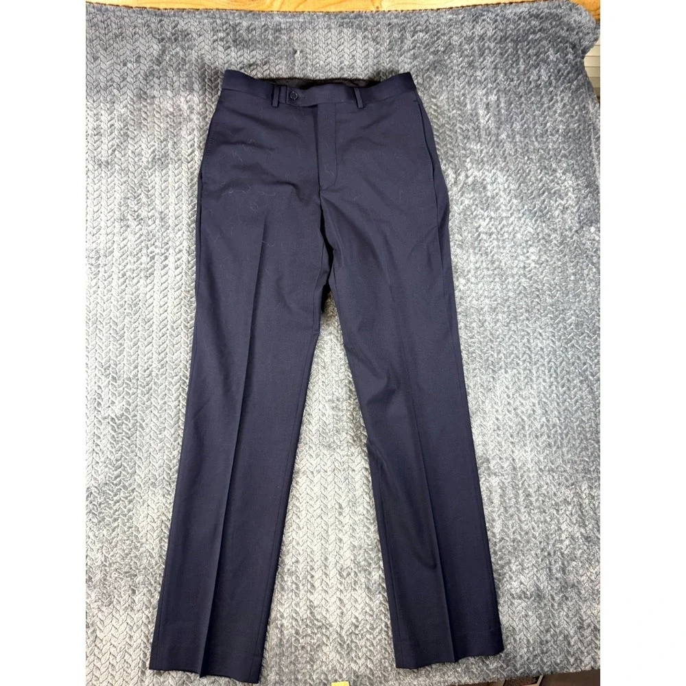 Calvin Klein Dress Pants Men 30x31.5 Navy Blue Flat Front Career Formal Business